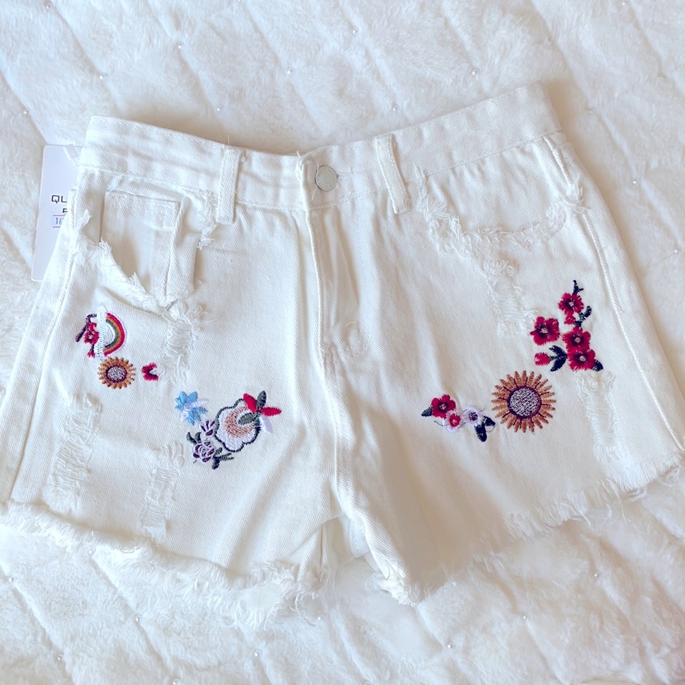 White jean shorts